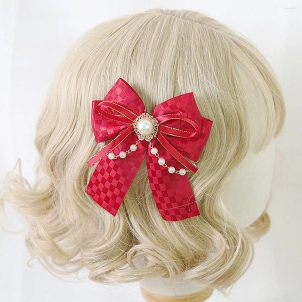 Forniture per feste 1pcs Donne Gothic Lolita Hairpin Cute Sweet Bow Chain Testaggio Princess Cosplay Halloween Accessori per copricapo Accessori