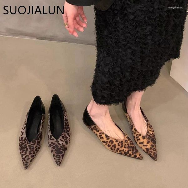 Scarpe casual Suojialun Spring Women Fashion Fashion Take Toe Ladies Sexy Leopard Stampa ballerina Slip superficiale su scarpa singola