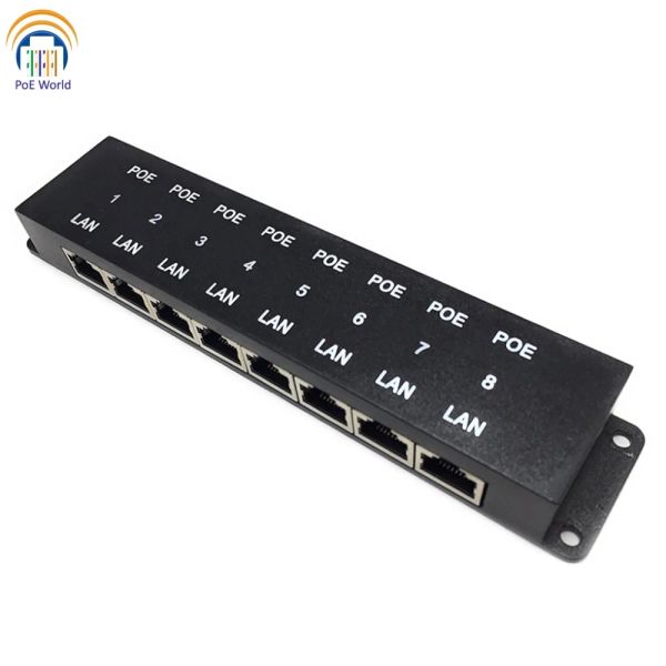 Kameras Poe World 8 Port Sicherheitskraft über Ethernet Passive Injektor 24 V/48V POE Injector für 8 IP -Kameras Wireless AP