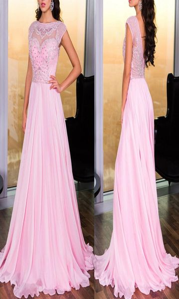 Abiti formali semplici rosa abiti da ballo adolescenti perle di moda perle da sera abito da sera lunghezza aperta abito da festa 7222046