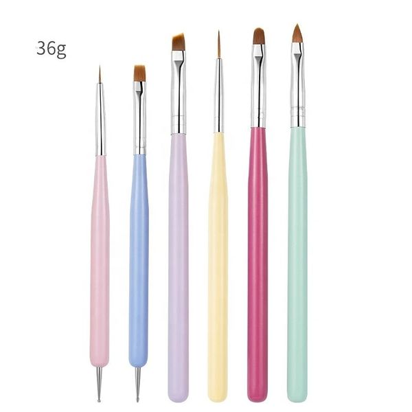 2024 6pcs Brush Brush Design Punta dipinto Dranazione intaglio Penna Acrilico Gel Us Polish Ustry Manicure - Per un set di pennelli per nail art