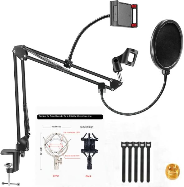 Monopods Arm Desk einstellbarer BM800 -Halter -Stativmikrofonständer F2 mit Schockmontage für professionelles Streaming