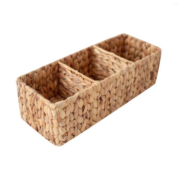 Scatole di stoccaggio Wate Natural Woven Hyacinth Baglie Toliet Roll Porta cestino organizzatore con divisori;Usare in