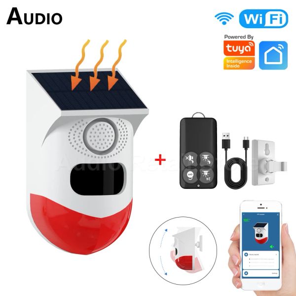 Senhor Tuya Wi -Fi ALARMENT SOLAR PIR ALARMENT SOLAR PIR ALARME sem fio Sirene Home Security Alarme System à prova d'água Sirene Siren App Controle remoto