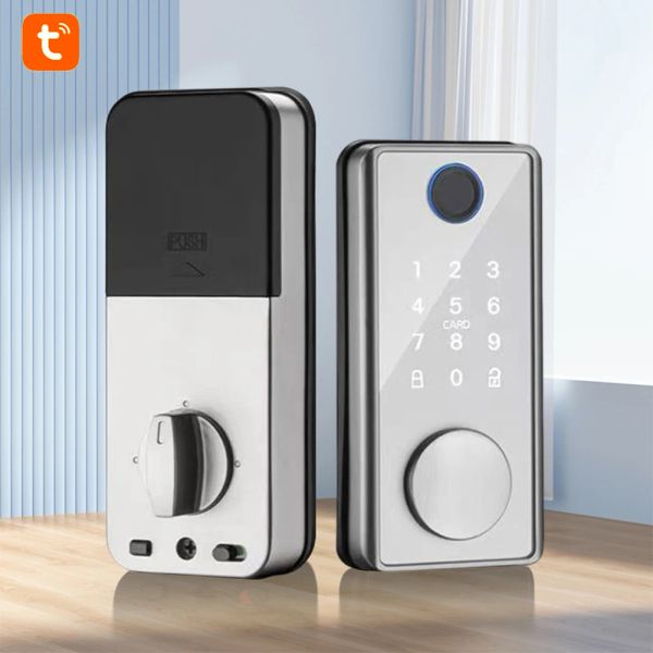 Lock Smart Deadbolt trava tuya wifi bluetooth trava eletrônica digital Smart Home Biométrica Impressão Digital Sem key Entrada Teclada do teclado