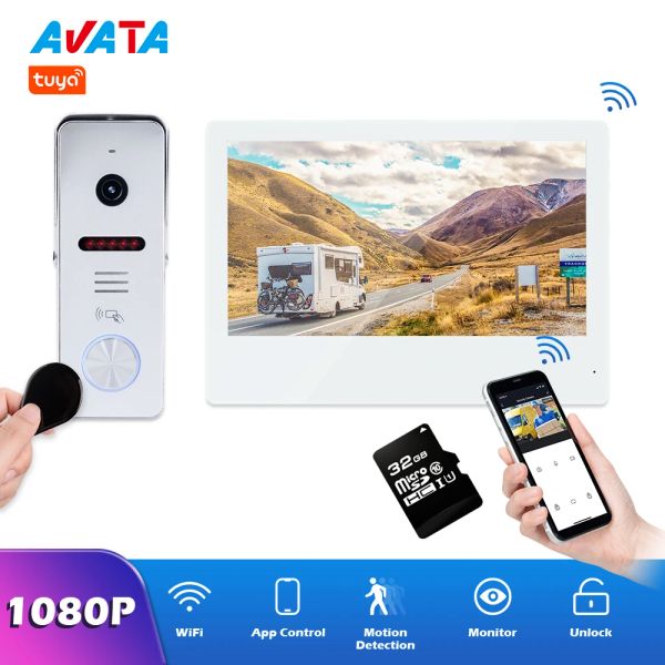Intercom Wifi Video Intercom Home Tuya Smart Life Video Porta Porta Sistema Wireless Touch Screen 1080p Video RFID Camera da campanello