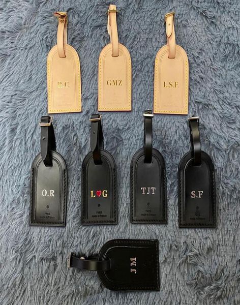 Alta qualidade Kee pall tags iniciais de bagagem real de couro real personalizado com selo de viagem Acessórios para viagens Label