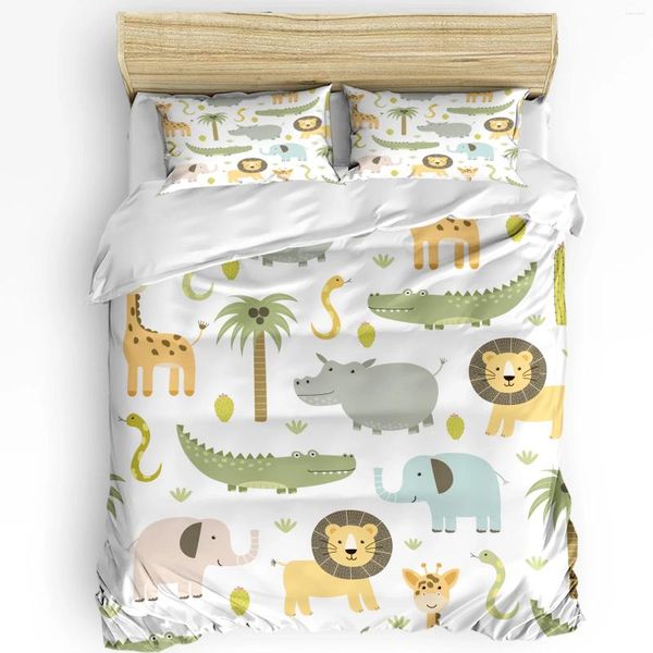 Conjuntos de roupas de cama 3pcs set desenho animado jacaré animal elefante girafa cover cover capa da capa de garoto garoto adolescente