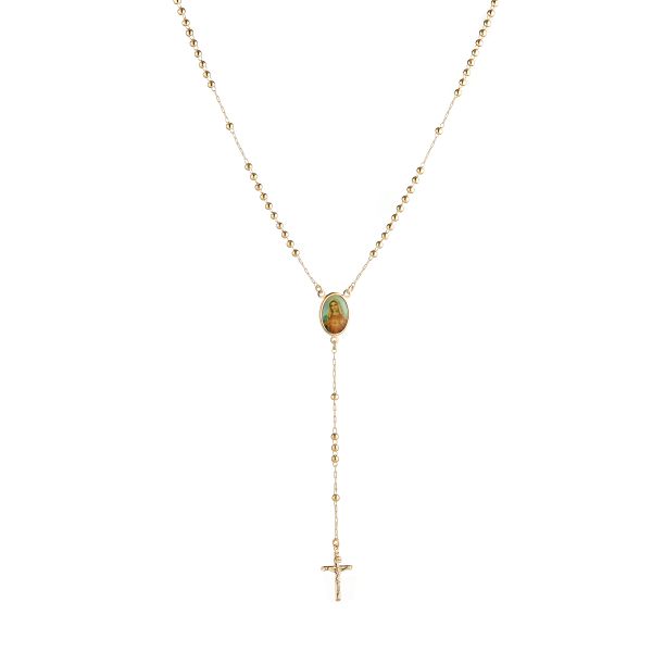 Colares HZMAN 14K Gold banhado e delicado colar Rosário de Rosário Virgem Maria Jesus Crucifixo Colar Cruz Cruzada para Mulheres Meninas