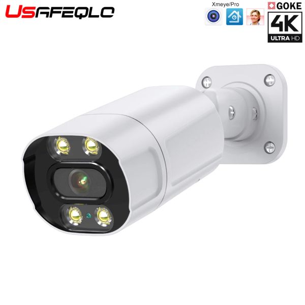 Câmeras de câmeras de 8mp 4k Câmera de bala de metal IP Monitor de bebê Cor da cor da noite CCTV Câmera de segurança de detecção de movimento inteligente de leve IA Dual AI