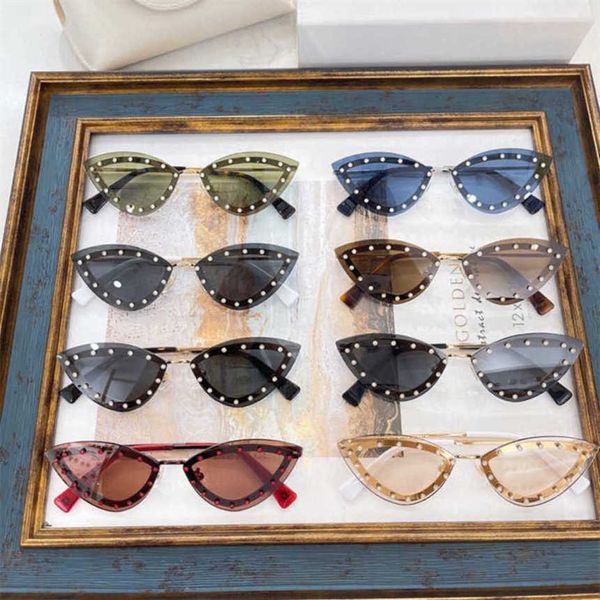 2024 Новый высококачественный новый роскошный дизайнер Wind Ins Tidy Cats Eye Classic Diamond Sun Glasses Stars То же солнцезащитные очки VA2033