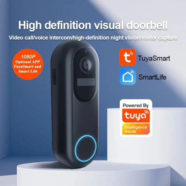 Door de campainha 1080p Tuya Smart Video Doorbell Wi -Fi Porta sem fio Bell impermeabilizada VISION SMART VÍDEO DE VÍDEO DE VÍDEO DE