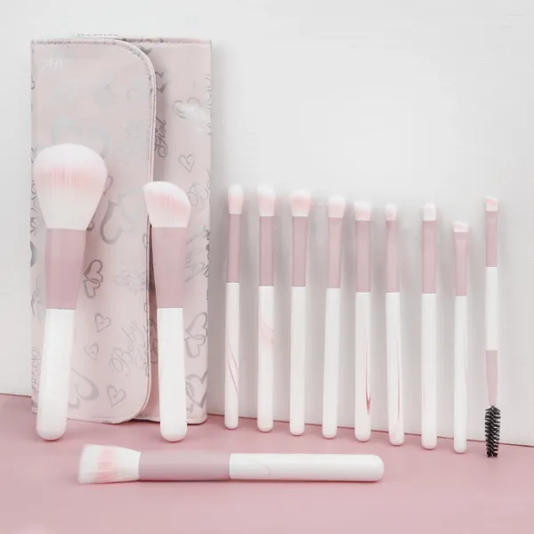 Make -up Pinsel 12pcs Pinsel -Setkit mit Tasche Kosmetik für Fundament Mischung erröten Lidschattenwerkzeuge