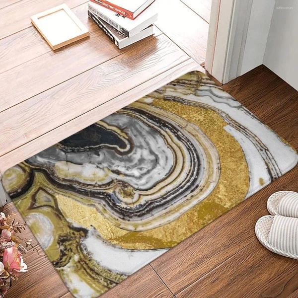 Teppiche Steinpros Geode Gold Fußmatte Teppich Teppich Matte Fußpolder Polyester Anti-Rutsch Wasseröl vor dem Raum Korridor Küche Schlafzimmer