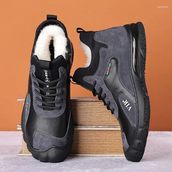 Sapatos casuais luxuosos de inverno espessado algodão quente esportes leves e escalada de montanha masculina