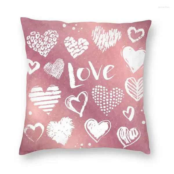Corações dos namorados de travesseiros sobre o fundo de ouro rosa capa de impressão de impressão para o sofá, travesseiro de moda decoração de casa