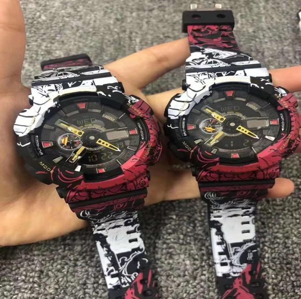 Su dual display sport Men Women Watches Red Orange Two Model Digital Watch One Piece Multifunction Lady Wristwatch Christmas6654940