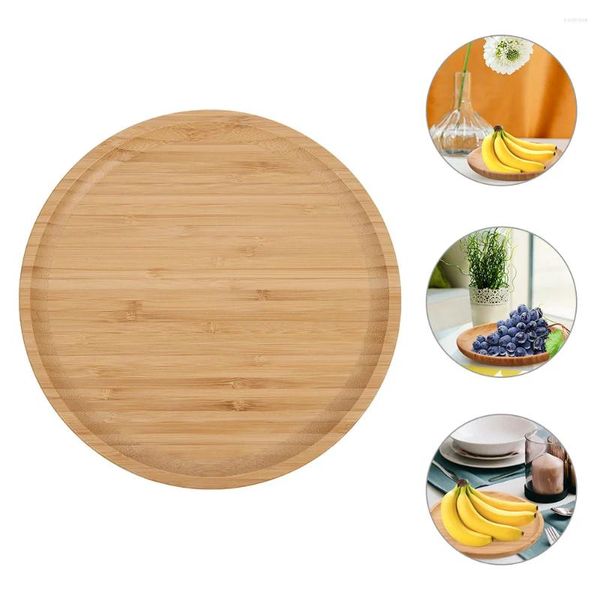 Placas Bandeja da sala de estar Bandejas de bambu pequenos jantar de frutas de frutas de berço de armazenamento de armazenamento Salada redonda