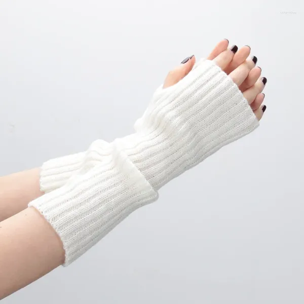 Bettwäsche Sets lange fingerlose Handschuhe Frauen Ferge Winter wärmer gestrickte Armhülle lässiges weiches Mädchen Goth Kleidung Punk Gothic Cosplay -Handschuhe.