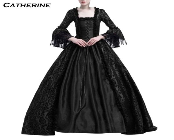 Periodo di abbigliamento vittoriano gotico nero Renaissance Rococo Belle Prom Gowns Abbigliamento teatro Abiti da costume Plus size3852312