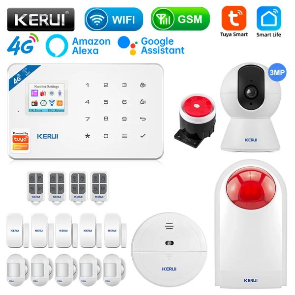 Комплекты Kerui W184 GSM 4G Wi -Fi Security Security App App Smart Home Alarms Antift Reather Security System Home Package 6 языков