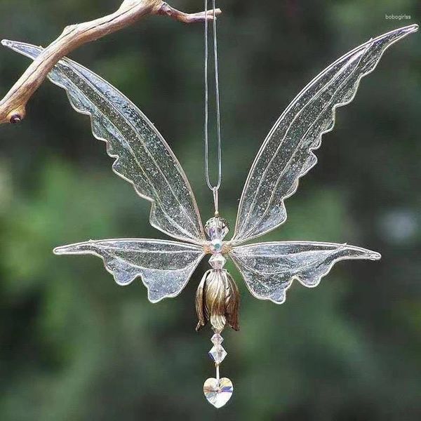 Figurine decorative Angelo Butterfly Wings Birds Cuccioli del vento Pendenti Creative Dragonfly Finestra Decorazione da parete Casa Giardino Personaggio sospeso