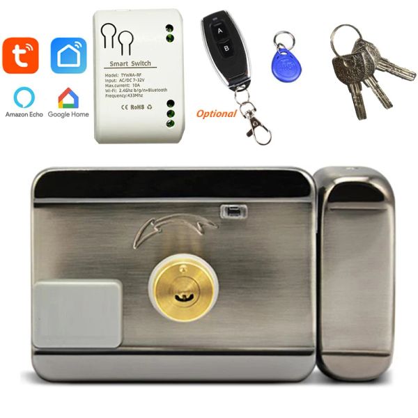 Sperre 12V Access Control Lock Elektrisches Tor Schloss mit Tuya Smart App WiFi Relay Smart Keyless Eingangstür Smart Electronic Door Schloss