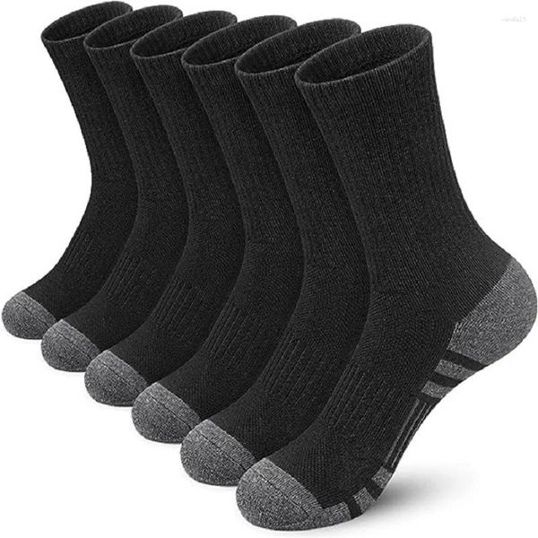 Meias masculinas 5 pares de algodão em esportes preto e branco cinza longa confortável conveniente