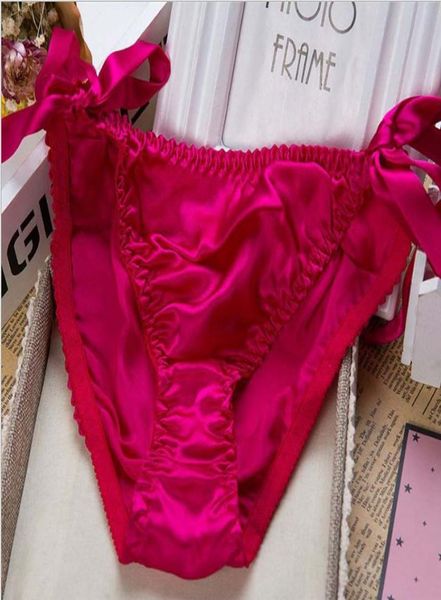 Donne di seta pura Solk Solid Sexy Mulberry Breta di biancheria intima laterale Cravatta a nastro Bowknot Lingerie perizoma Bassa vita a bassa vita3251080