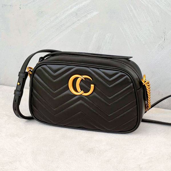 Saco de designer de câmera masculina para homens da mulher MARMONT Luxurys Top de qualidade de bolsa de bolsa clássica de bolsa de ombro de ombro 2 tamanhos 2 tamanhos de couro acolchoado Mini bolsas de esning