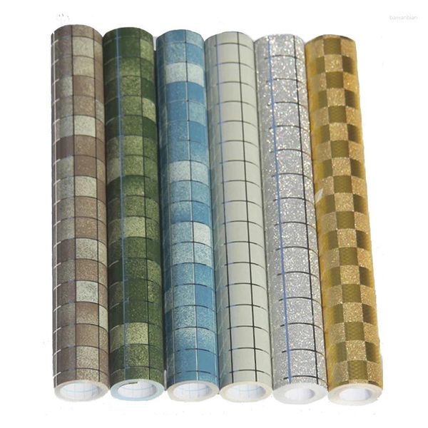 Adesivos de janela Auto-adesivo Gluey Mosaic White Silver/Gold/Brown/Verde/Azul Adesivo à prova de água Filmes de decoração de decoração Filmes