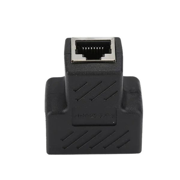 2024 Novo Splitter de Extender a cabo Ethernet Black Adapter Black para conexão com a Internet Cat5 RJ45 Splitter Coupler Contact Modular Plug