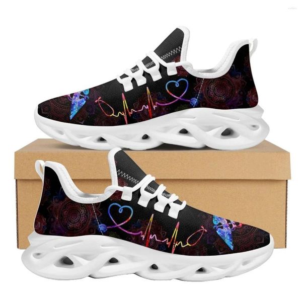 Lässige Schuhe Instantarts süße Doppelschlangenrohr -EKG -Druck Galaxy Fantasy Women's Fashion Design Sport atmungsablöschbar flach