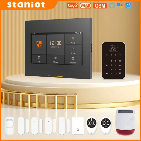 Kits Staniot Tuya Wireless WiFi GSM Home Home Burnglar Security Alarm System Full HD Touch mit der neuesten UI -Schnittstelle Support iOS Android