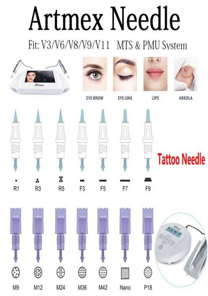 MTS PMU agulhas cartucho para Artmex V11 V8 V6 V9 Tatuagem de maquiagem permanente Derma caneta microneedle4410136