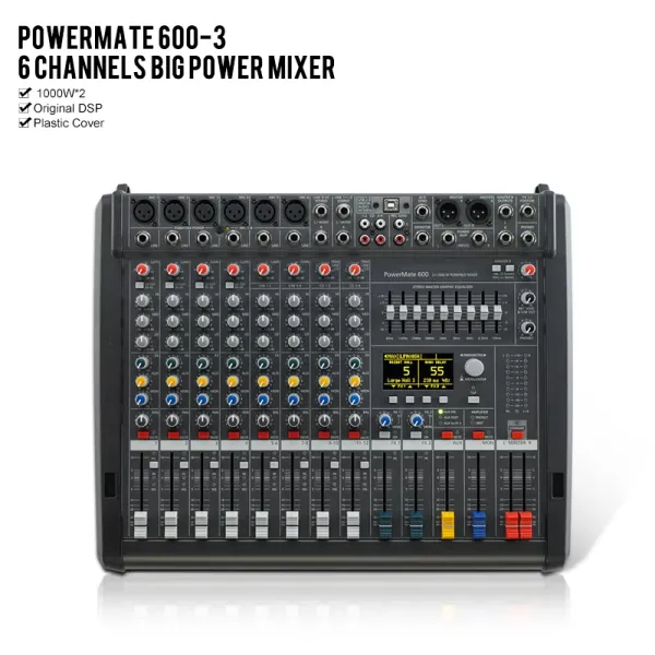 Equipment PowerMate 6003 1000W*2 DJ Audio Powered Mixer PM 6003 PM600 Für die Bühnenshow Live Performance Dynacord Mixer