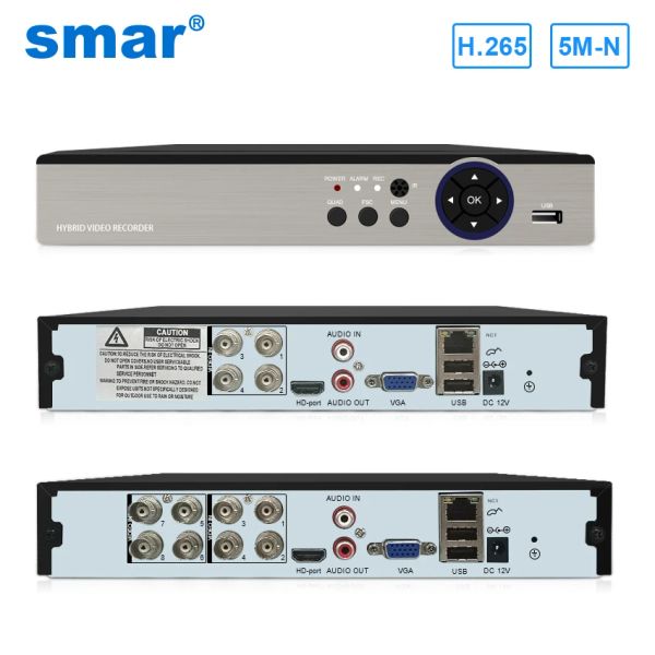 Gravador SMAR 5 em 1 5mn Segurança CCTV DVR 4CH 8CH 5MN AHD DVR H.265 REGORDADOR DE VÍDEO Híbrido para AHD TVI CVI Analog IP Camera ONVIF2.3