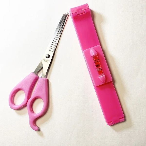 2024 2pcs Friseur Haarschneidschere mit Lineal Barber -Werkzeugen DIY Professionelle Haarschnitt Pony Pony for Women Pons Holder Haare