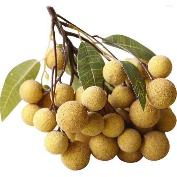 Decoração de festa Artificial Longan Adornamento Decoração Fake Simulation Prop Food Fruit Plastic Decorative Ornament Peaches