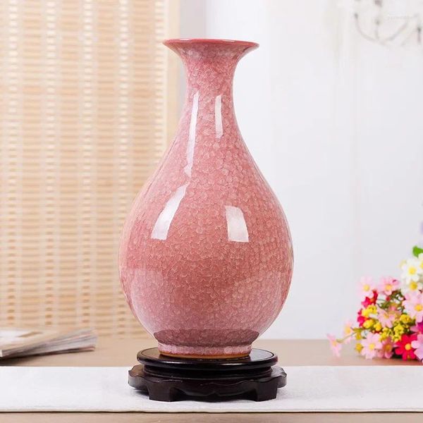 Vasen Keramik Vase exquisite Eis Crack Antique Room Decor ästhetische lebende TV -Schrank für Kunstliebhaber