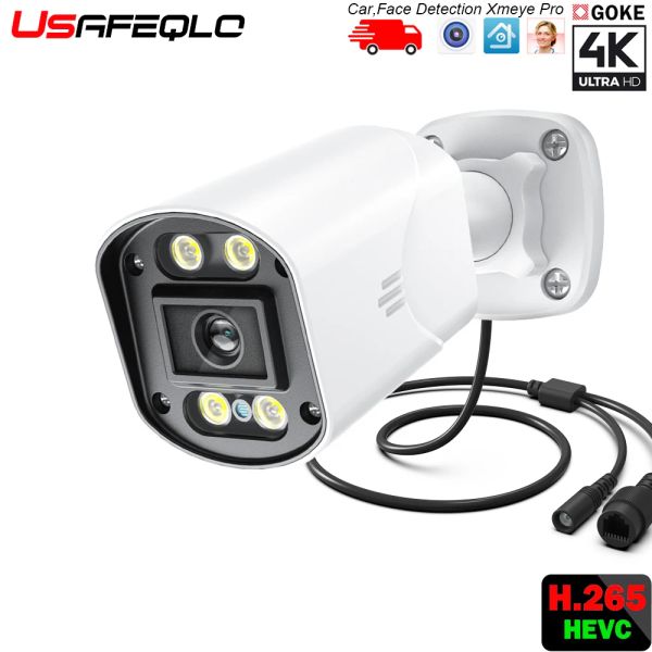 Câmeras Poe 8MP 4K 5MP 4MP Câmera IP Poe Outdoor impermeável H.265 Bullet de vigilância de segurança Câmera de detecção de carro de face de carro