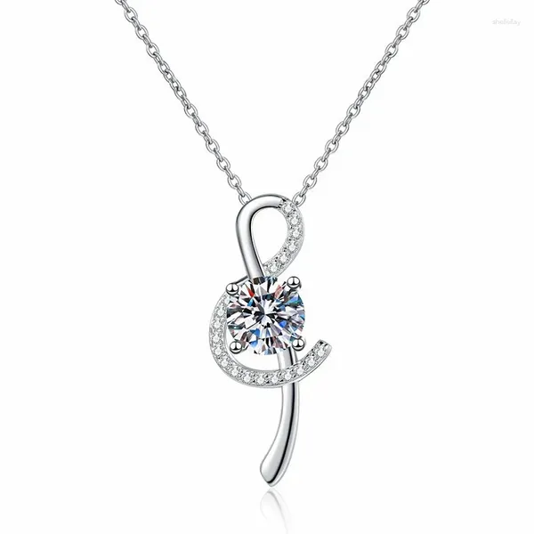 Anhänger XL116 LEFEI FODEL Trendy Luxus Klassiker Moissanite Diamond-Set Musik Note Halskette Charme Frauen 925 Silberparty Schmuckgeschenke