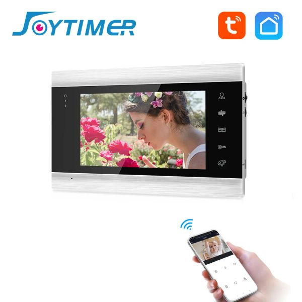 Überwachen Sie Joytimer 4 Kabelsystem Tuya WiFi Video Tür Telefon Slim Body AHD Video Intercom Monitor Multilanguage mit Remote -Zugriff Unlock