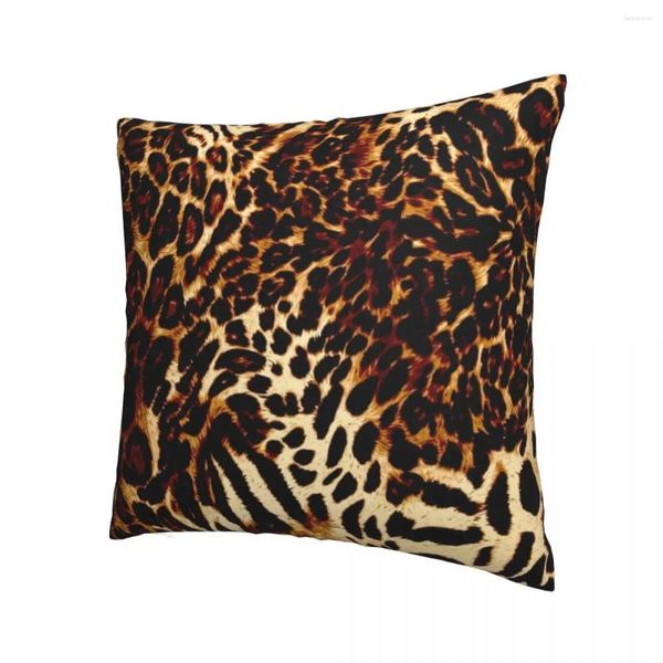 Travesseiro leopardo de fineta tigre travesseiro macio tampa de tecido abstrato jungle arremesso de casca de pêlo quadrado 45x45cm