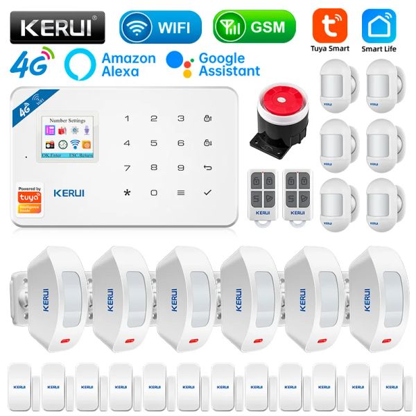 Kits Kerui W184 Tuya Security Protection Smart Home GSM 4G WiFi Alarme Anti -Diebstahl Sicherheitsalarmsystem Kit Sensor 6 Sprachen Garage
