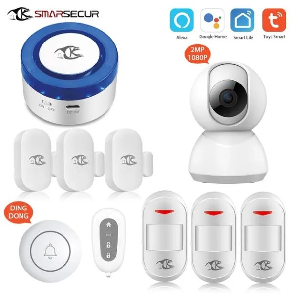 KITS H2 TUYA SMART ALLARME ALLINE SIRENA STROBE FLASH STROBE con fotocamera IP WiFi HD 2.0MP