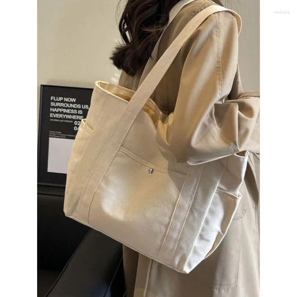 Bel çantaları foufurieux basit vintage tuval çantası kadınlar büyük kapasiteli çanta omuz moda kore tarzı tote