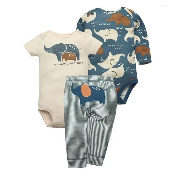 Giyim setleri doğan bebek giysileri seti erkek 3pcs bodysuit pantolon kıyafeti toddler kız takım elbise bebek pijama saf pamuk