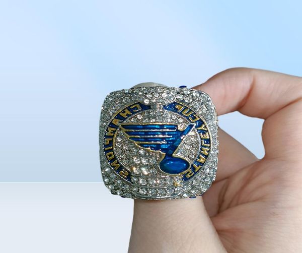 Блюзовые кольца хоккейные кольца Кольцо с коробкой европейской и американской моды, новая для мужчин, тенденционные украшения индивидуальная 3997207