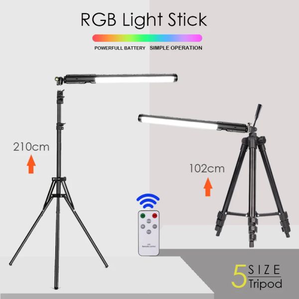 Monopods RGB Işık Çubuğu Tripod Uzaktan Kumanda LED LAMP FOTOĞRAF FOTOĞRAF Fotoğraf Stüdyosu Video için YouTube için Aydınlatma